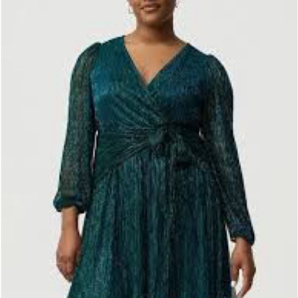 torrid Teal Long-Sleeve Wrap Dress